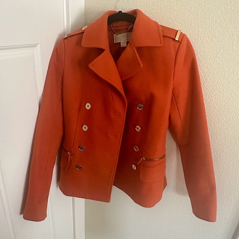 Michael Kors Orange Double Breasted Wool Coat